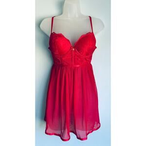 Red Babydoll Longline Daisy Fuentes Medium Push Up NWOT